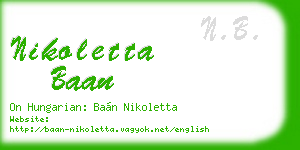 nikoletta baan business card